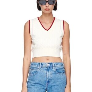 Lioness Cobain Preppy Cableknit Vest In Cream Women's Size S